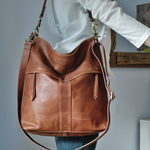 Large Leather Shoulder Bag, Tan Purse
