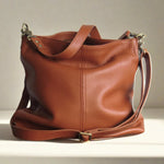 Brown Leather Shoulder Bag, Soft pebbled leather purse