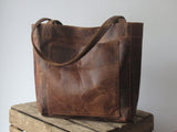 Brown Leather Tote Bag Shopper