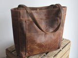 Brown Leather Tote Bag Shopper