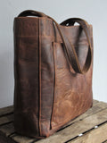 Brown Leather Tote Bag Shopper