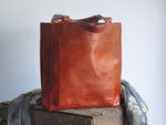 Cognac Leather Tote Bag