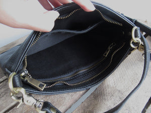 Black mini leather crossbody bag
