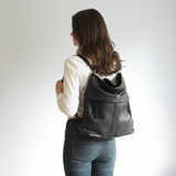 Convertible Leather Backpack in Black
