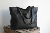 Black Leather Shopper Tote