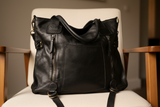 Soft Black Leather Tote Bag