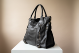 Soft Black Leather Tote Bag