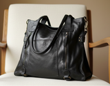 Soft Black Leather Tote Bag