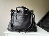 Soft Black Leather Tote Bag