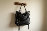 Soft Black Leather Tote Bag