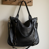 Soft Black Leather Tote Bag