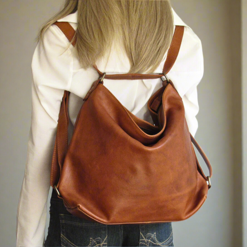 Cognac Leather Convertible Backpack – Fidelio Bags