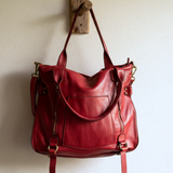 Soft Red Leather Tote