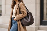 Dark Brown Leather Hobo Bag