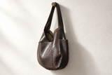 Dark Brown Leather Hobo Bag