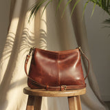 Brown Leather Medium Crossbody Bag - Fidelio Bags
