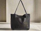 Black Leather Shopper Tote