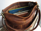 Large Leather Shoulder Bag, Tan Purse