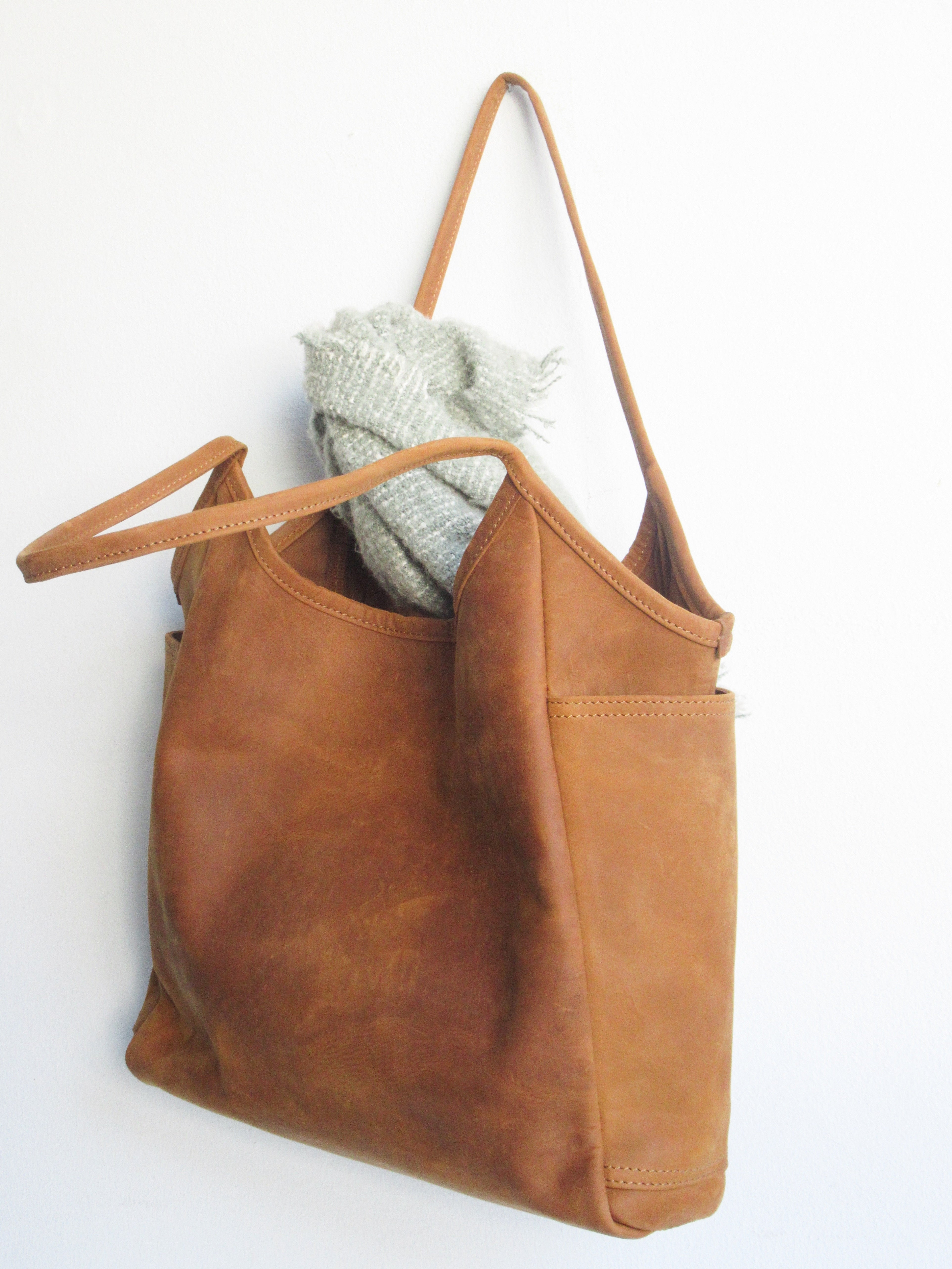 Camel Leather Sling Tote