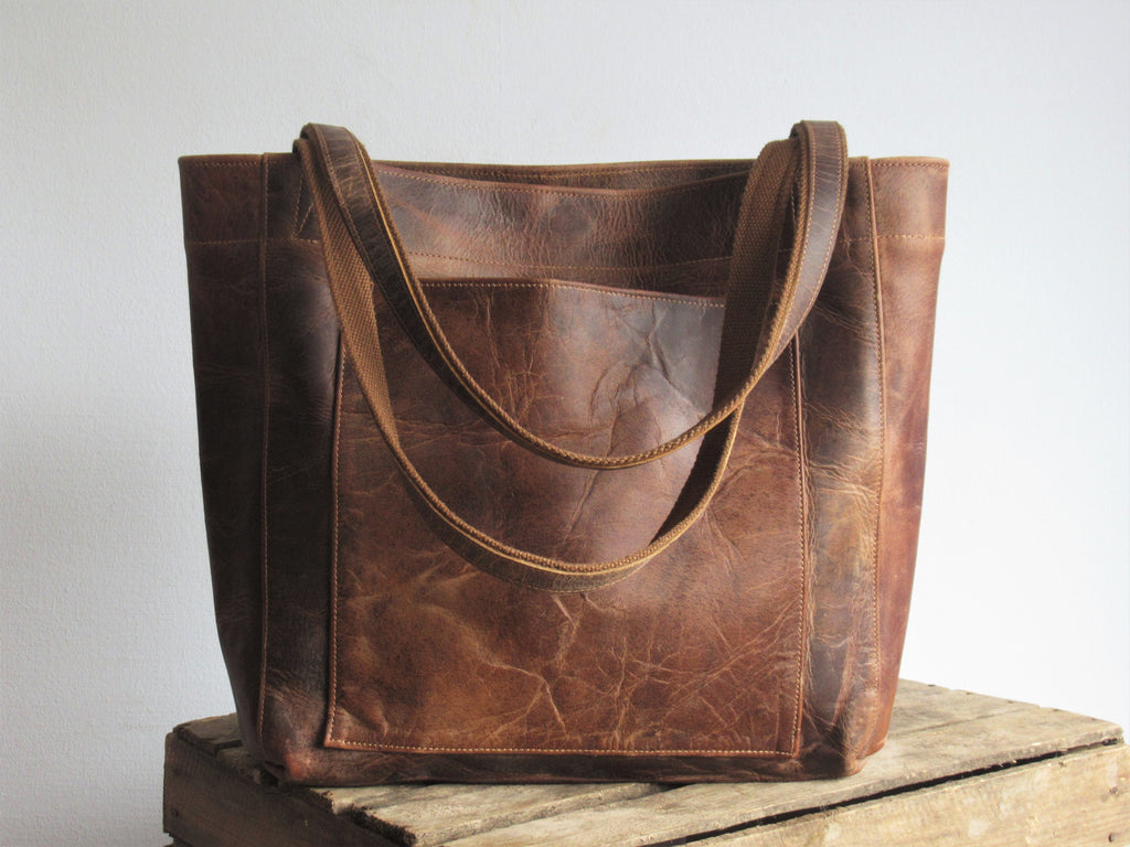 Brown Leather Tote Bag Shopper