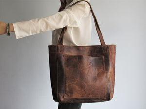Brown Leather Tote Bag Shopper