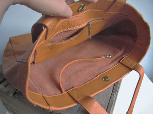 Tan leather tote bag