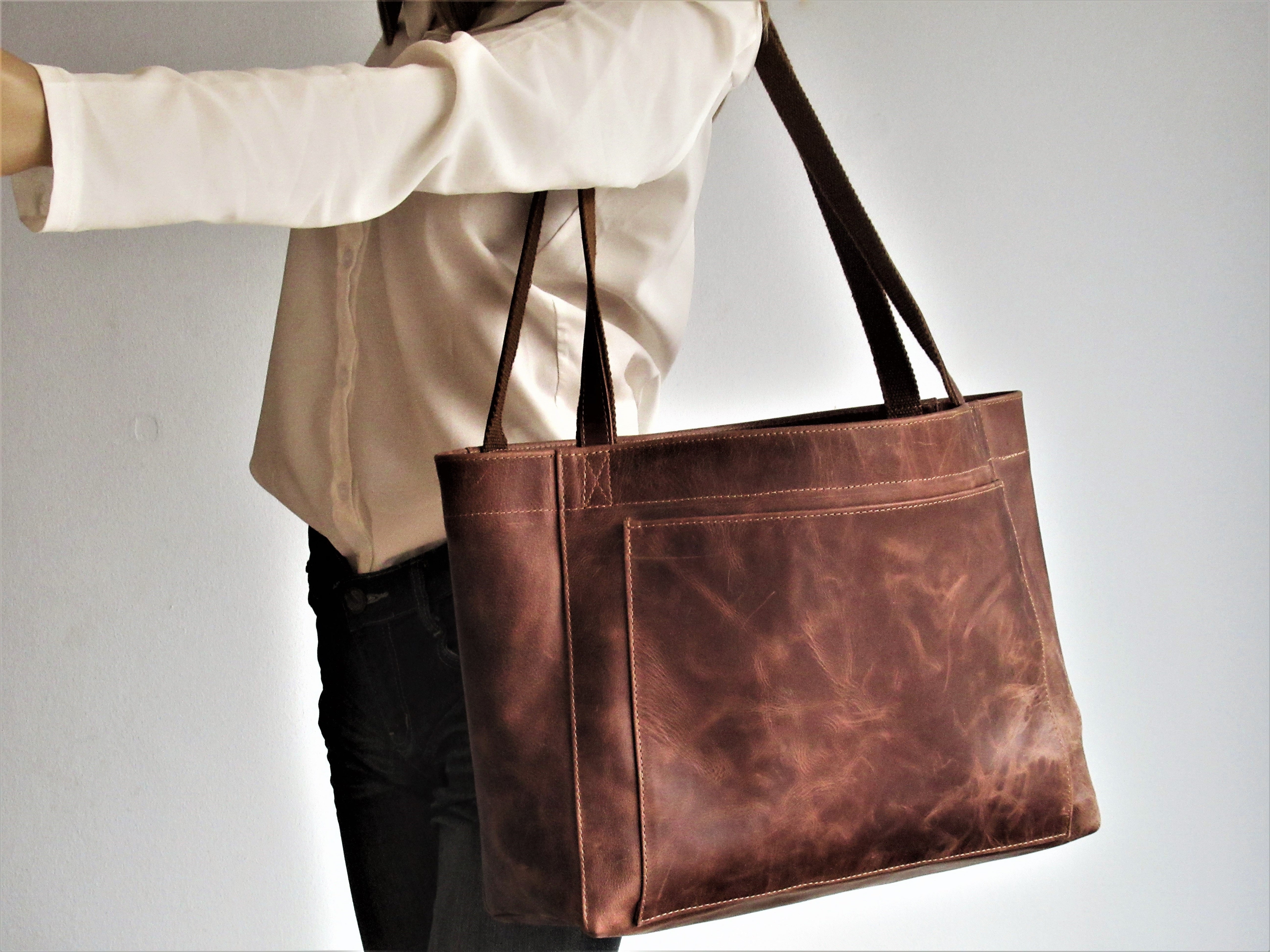 Camel Leather Sling Tote – Fidelio Bags