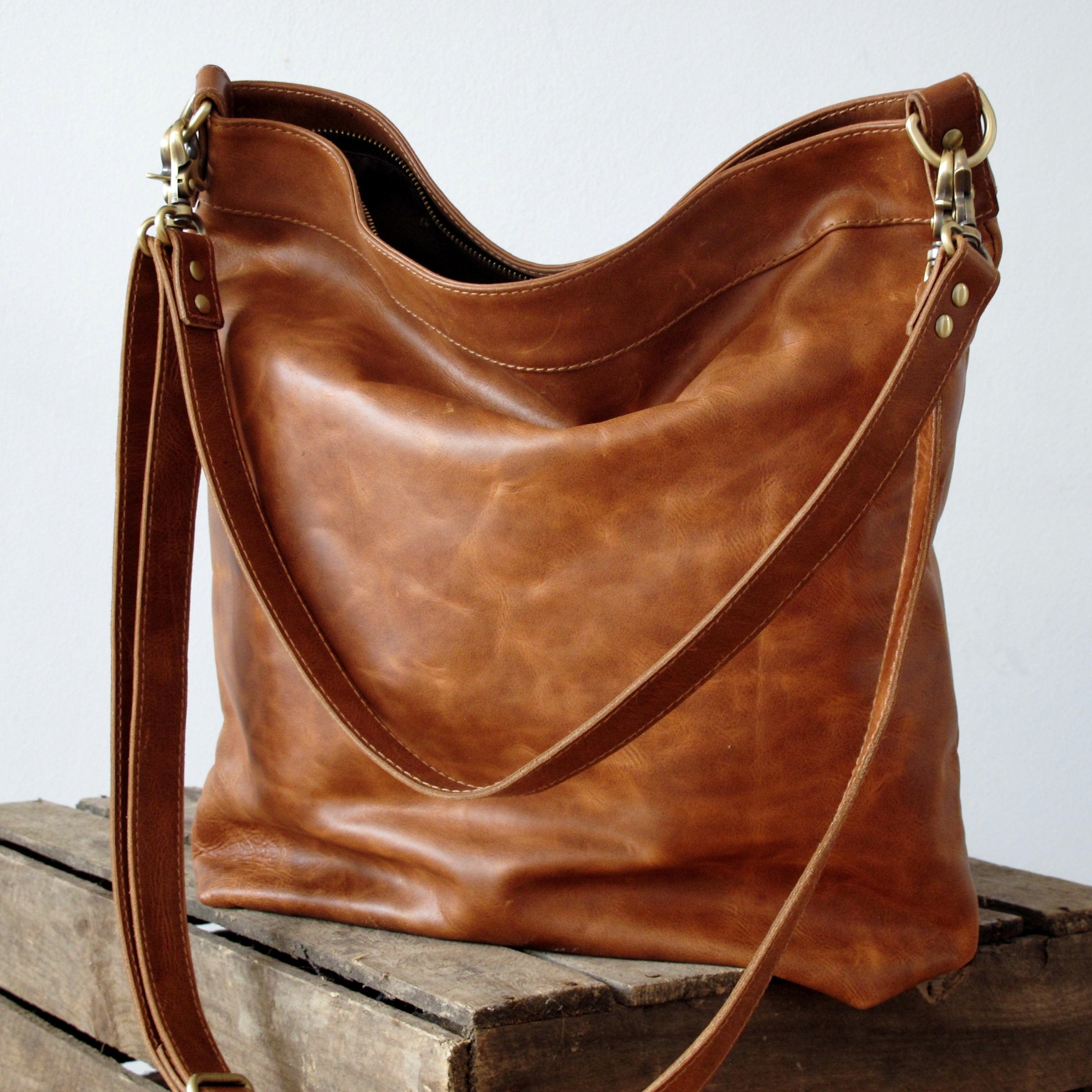 Leather Circle Hobo Bag