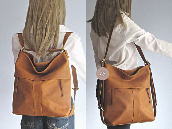 Camel Leather Backpack Fidelio Bags